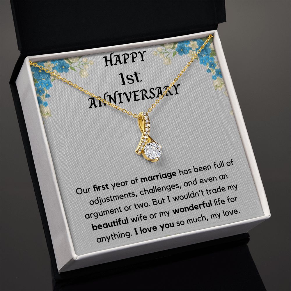 Happy 1st Anniversary - Unique tokens to mark a special occasion, Jewelry Card for Her, Best 1 Year Wedding Anniversary Gift Idea, Gift For Wife from Husband SNJW23-010310