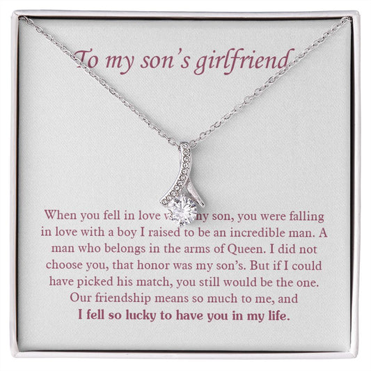 Son's Girlfriend Necklace Gift, Birthday Gift for Sons Girlfriend, Christmas Gift for Sons Girlfriend, To My Son's Girlfriend