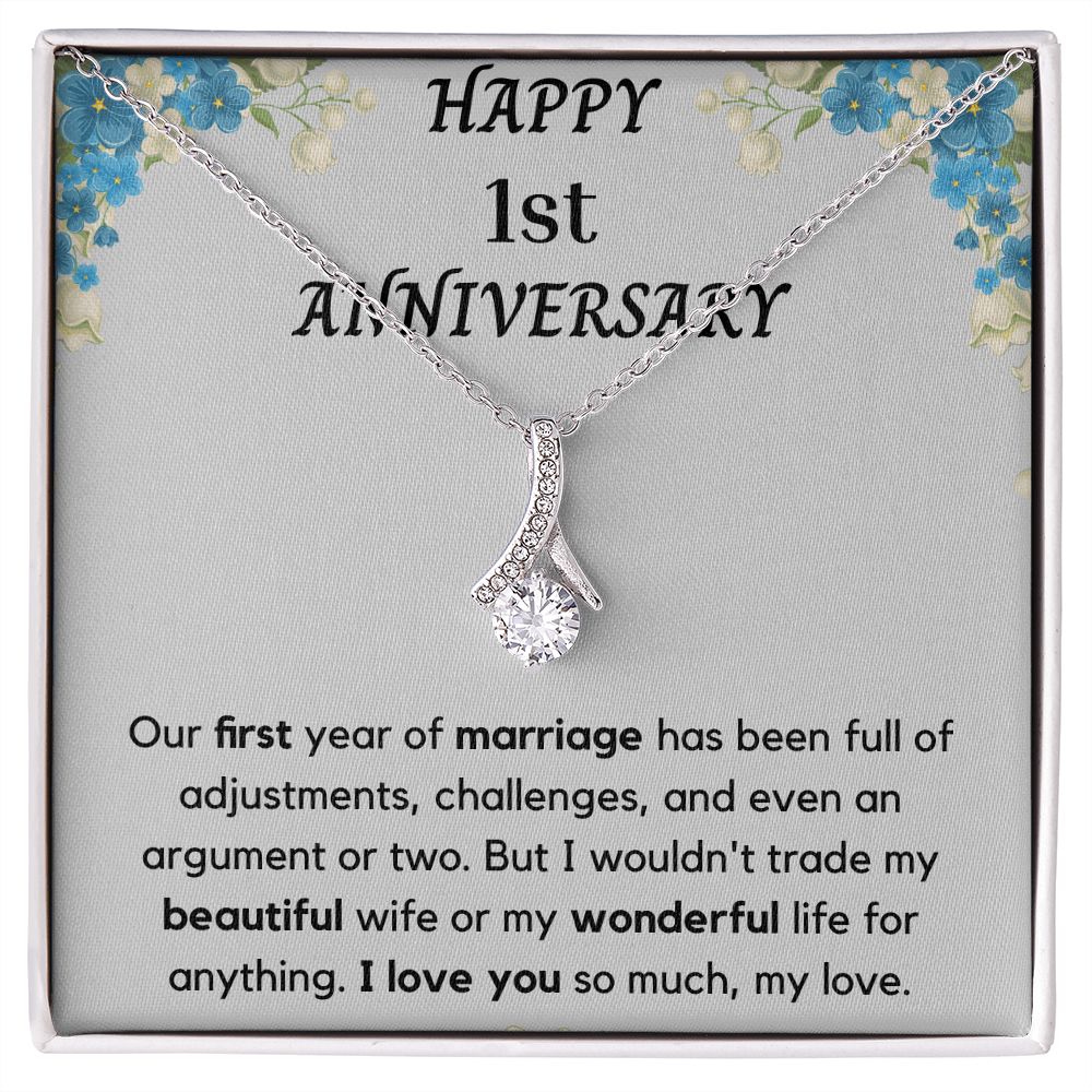 Happy 1st Anniversary - Unique tokens to mark a special occasion, Jewelry Card for Her, Best 1 Year Wedding Anniversary Gift Idea, Gift For Wife from Husband SNJW23-010310