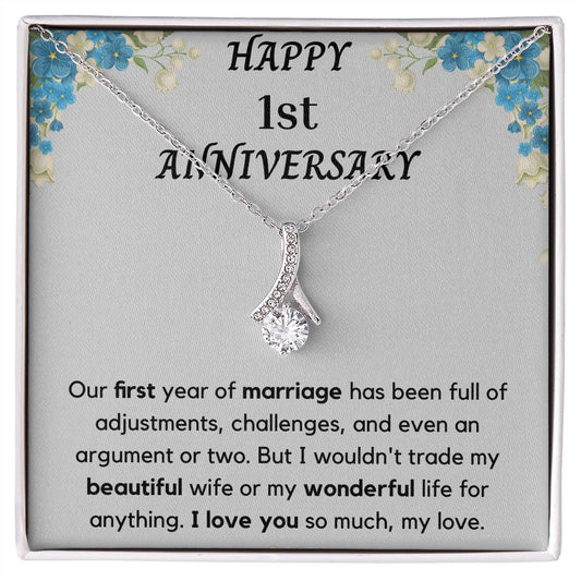 Happy 1st Anniversary - Unique tokens to mark a special occasion, Jewelry Card for Her, Best 1 Year Wedding Anniversary Gift Idea, Gift For Wife from Husband SNJW23-010310