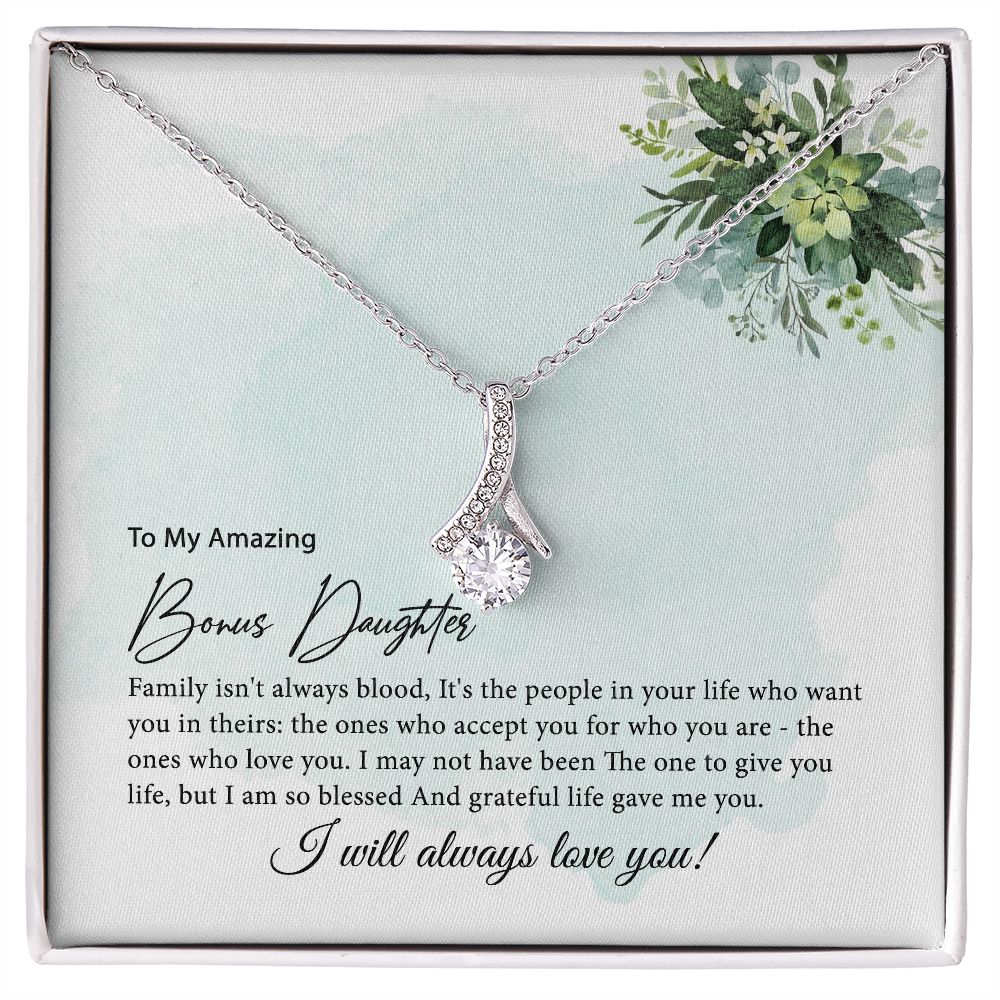 Bonus Daughter Gift, To my Bonus Daughter, Step daughter Gifts from Stepmom, Stepdaughter Gift, Bonus Daughter, Bonus Daughter Necklace JWSN110745 B0BLP8Q8BH