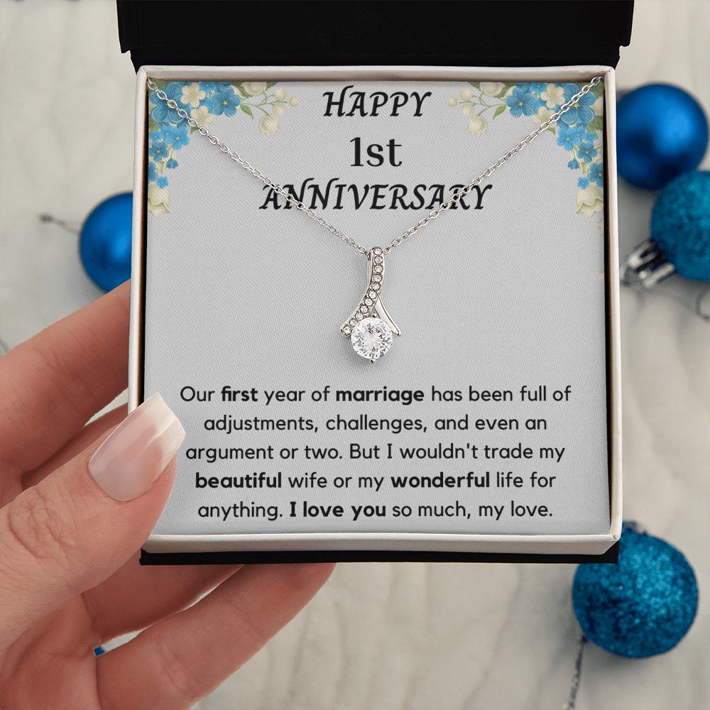 Happy 1st Anniversary - Unique tokens to mark a special occasion, Jewelry Card for Her, Best 1 Year Wedding Anniversary Gift Idea, Gift For Wife from Husband SNJW23-010310