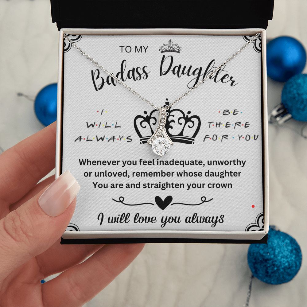 To My Badass Daughter Necklace - Heartfelt Gift for Brave Girls, Badass Daughter Gift, Badass Daughter Jewelry, Badass Daughter Necklace, Daughter Gift From Mom or Dad SNJW23-230215