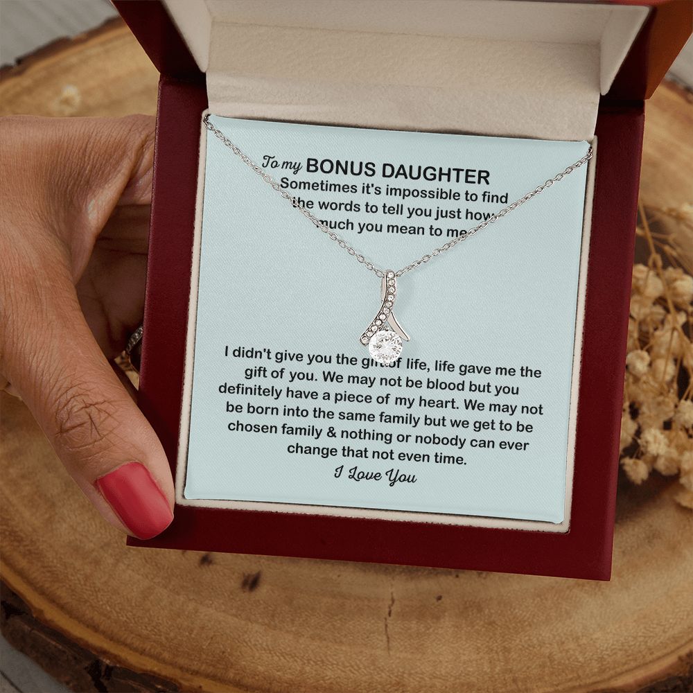 To My Bonus Daughter Necklace, Stepdaughter Gift B09M2QTJ7S B09M2JNH8Z