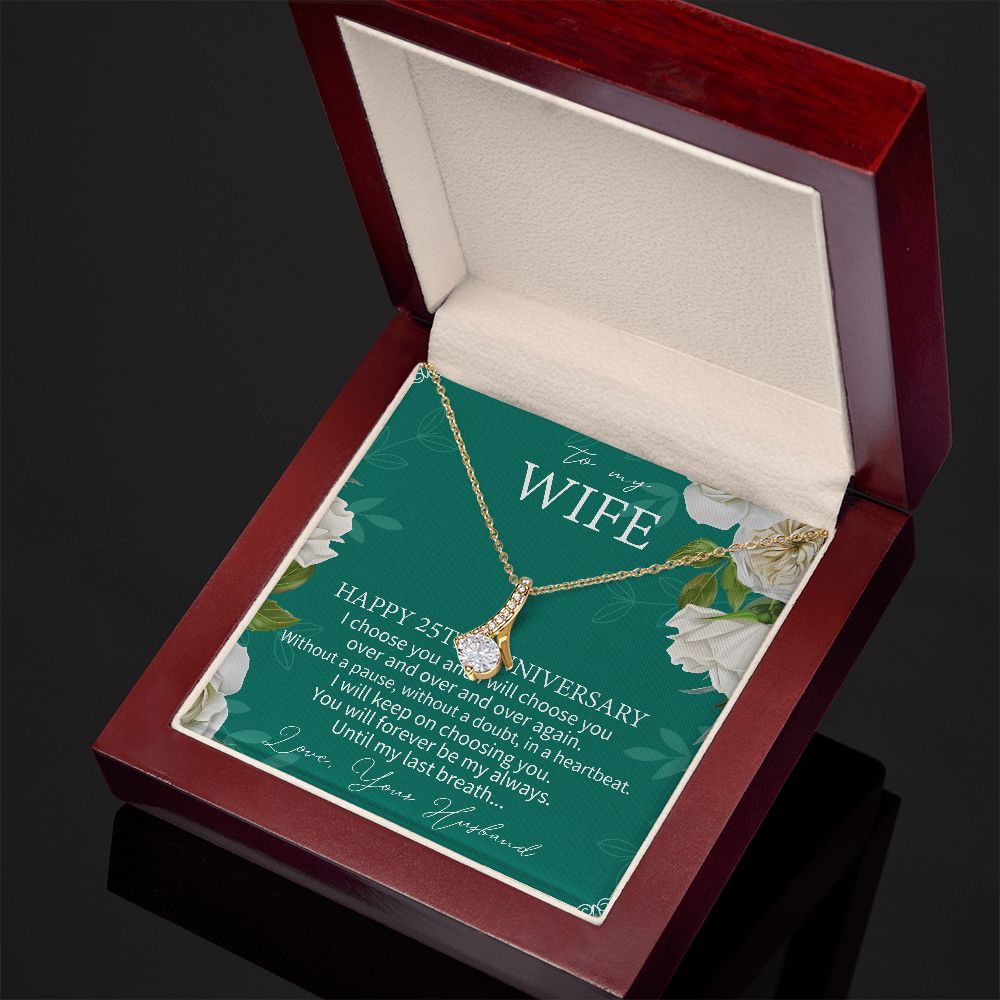 25th Anniversary For Wife - 25 Year Wedding Anniversary Necklace – 25 Year Anniversary Jewelry Gifts – 25th Wedding Gift For Her