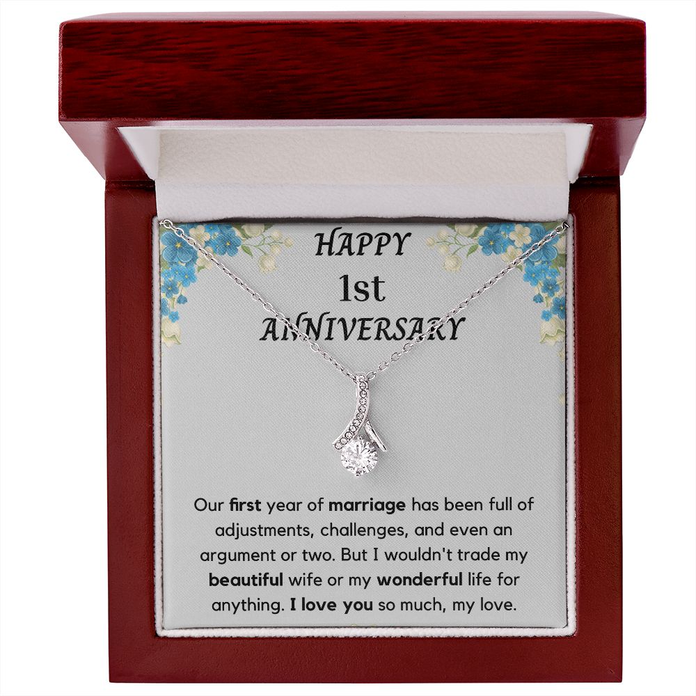 Happy 1st Anniversary - Unique tokens to mark a special occasion, Jewelry Card for Her, Best 1 Year Wedding Anniversary Gift Idea, Gift For Wife from Husband SNJW23-010310