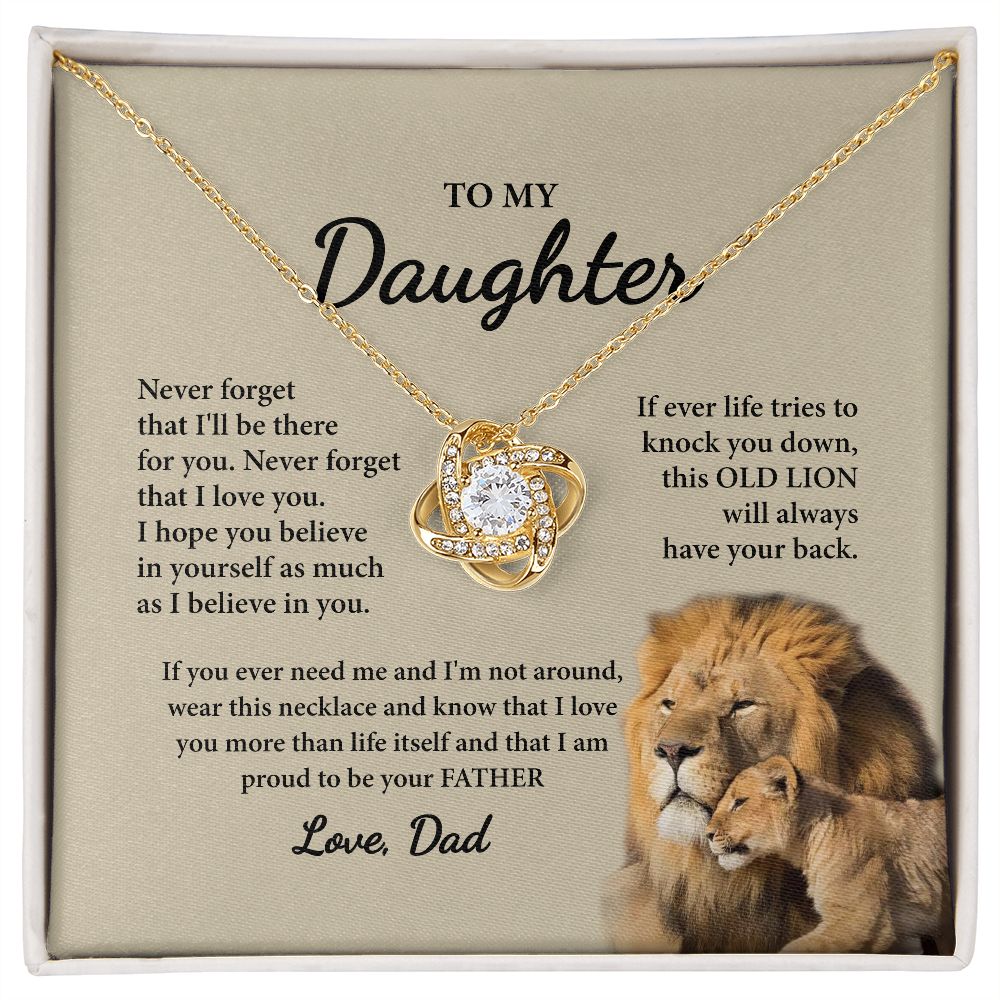 Daughter Gifts From Dad,To My Daughter Lion Dad And Daughter Necklace, Love Knot Necklace Birthday Gift for Daughter From Dad, Christmas Gift For Daughter Necklace, Father Daughter Necklace
