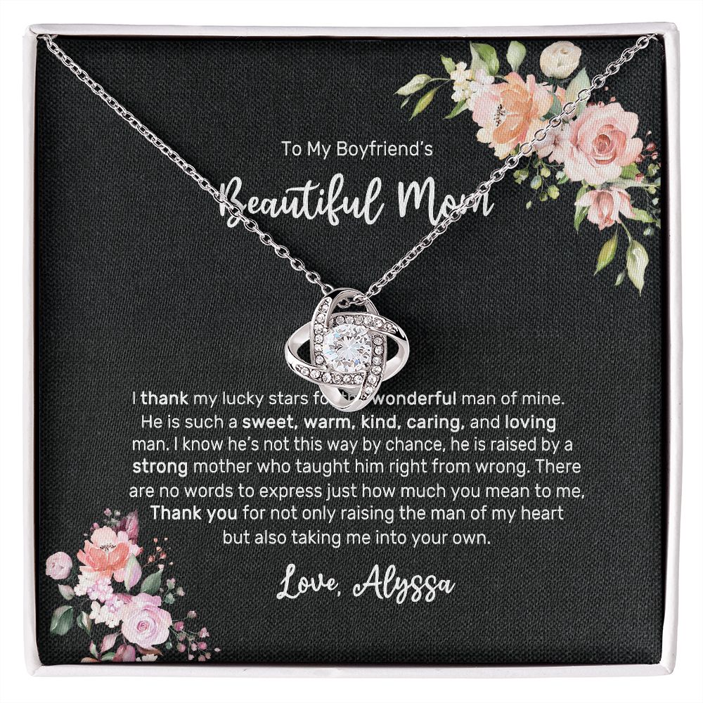 Boyfriend Mom Necklace,Gift for Boyfriend Mother,Birthday Gift,Christmas Gift,Mothers Day Gift for Boyfriends Mom Message Card tt2411 (Alyssa)