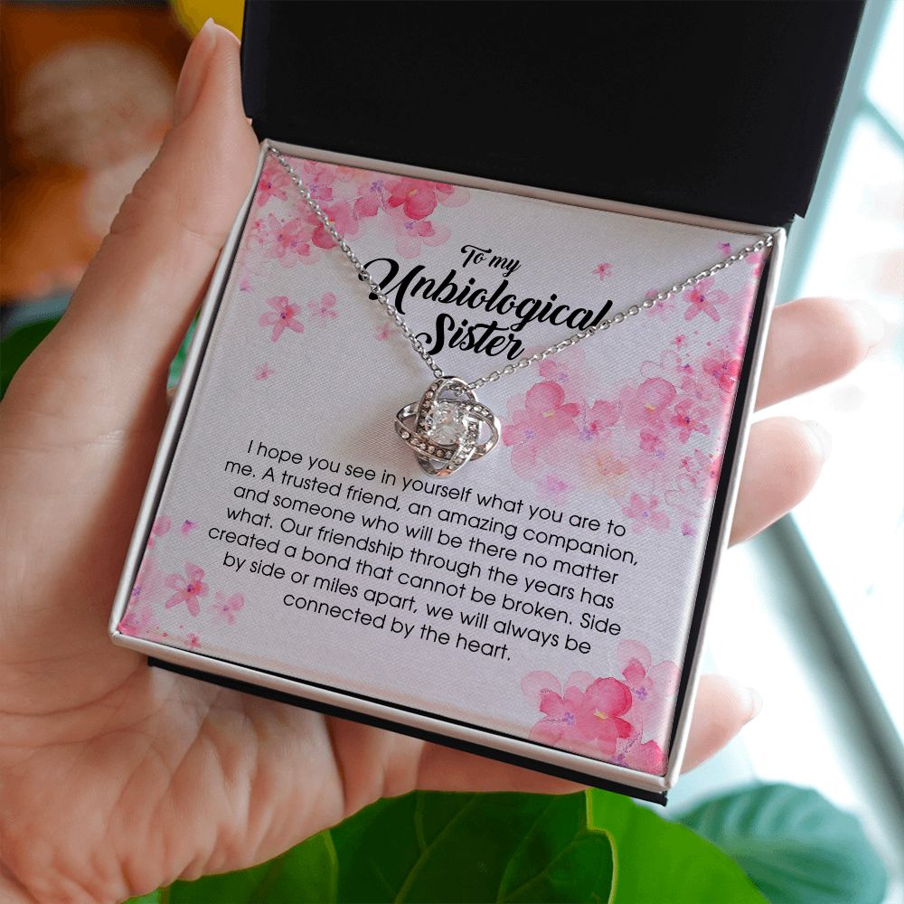 To My Unbiological Sister, Love Knot Necklace, B0BPN59ZGD