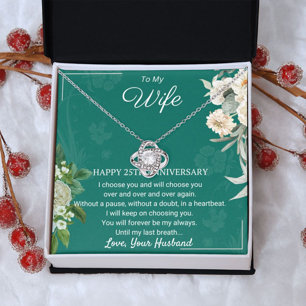 25th Anniversary - Timeless presents for parents,  25 Year Wedding Anniversary Necklace, Wedding Anniversary Jewelry SNJW23-010302