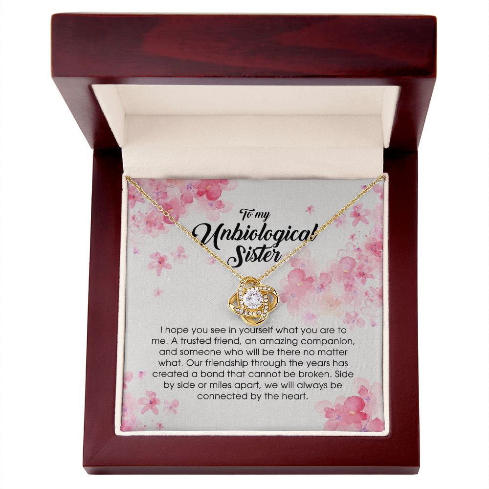 To My Unbiological Sister, Love Knot Necklace, B0BPN59ZGD