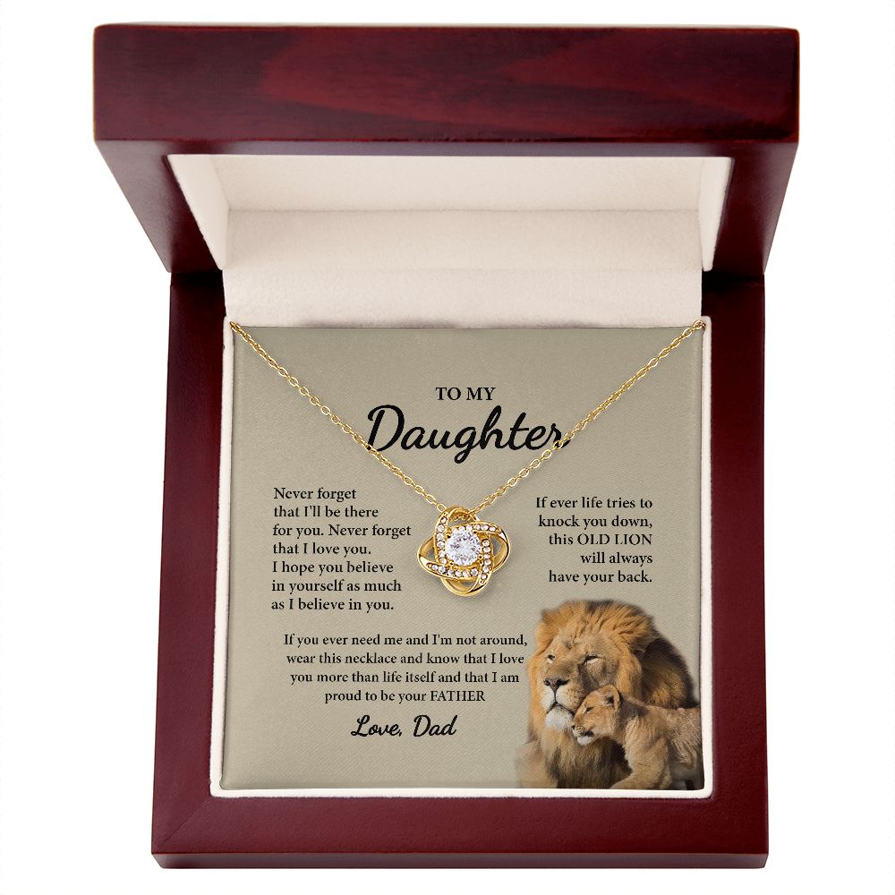 Daughter Gifts From Dad,To My Daughter Lion Dad And Daughter Necklace, Love Knot Necklace Birthday Gift for Daughter From Dad, Christmas Gift For Daughter Necklace, Father Daughter Necklace