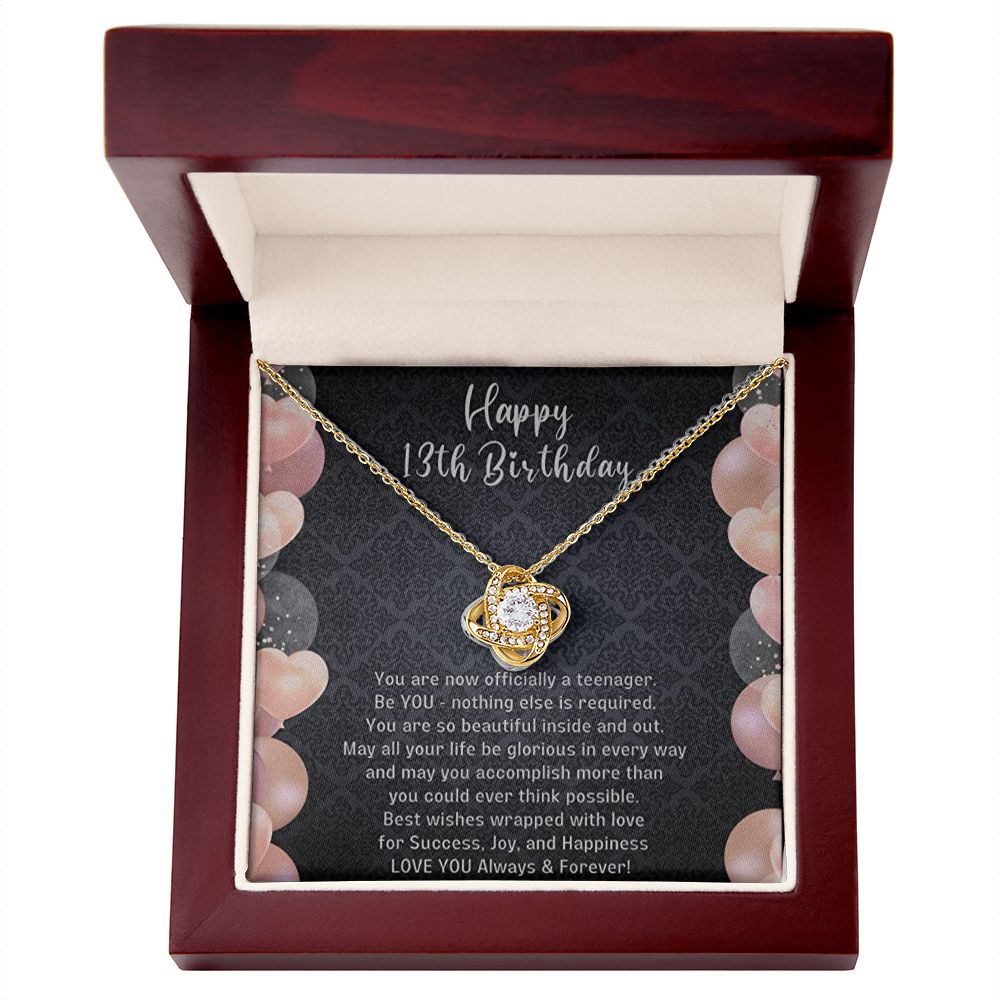 Birthday Gifts For Girls, Knot of Love White Gold Necklace With Meaningful Message, Birthday Gift Necklace Teenager