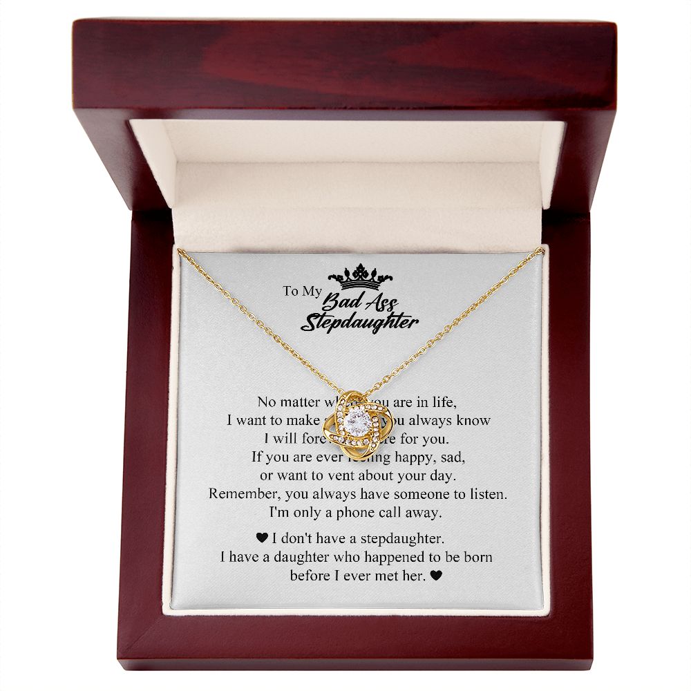 To My Bad Ass Step Daughter, Gifts for Stepdaughter, Step Daughter Gifts, Love Knot Necklace, Jewelry Card for Her, Love Knot Necklace, To My Bonus Daughter From Stepmom Stepdad