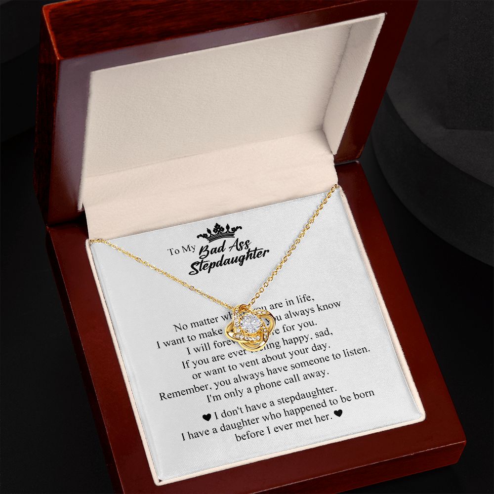 To My Bad Ass Step Daughter, Gifts for Stepdaughter, Step Daughter Gifts, Love Knot Necklace, Jewelry Card for Her, Love Knot Necklace, To My Bonus Daughter From Stepmom Stepdad