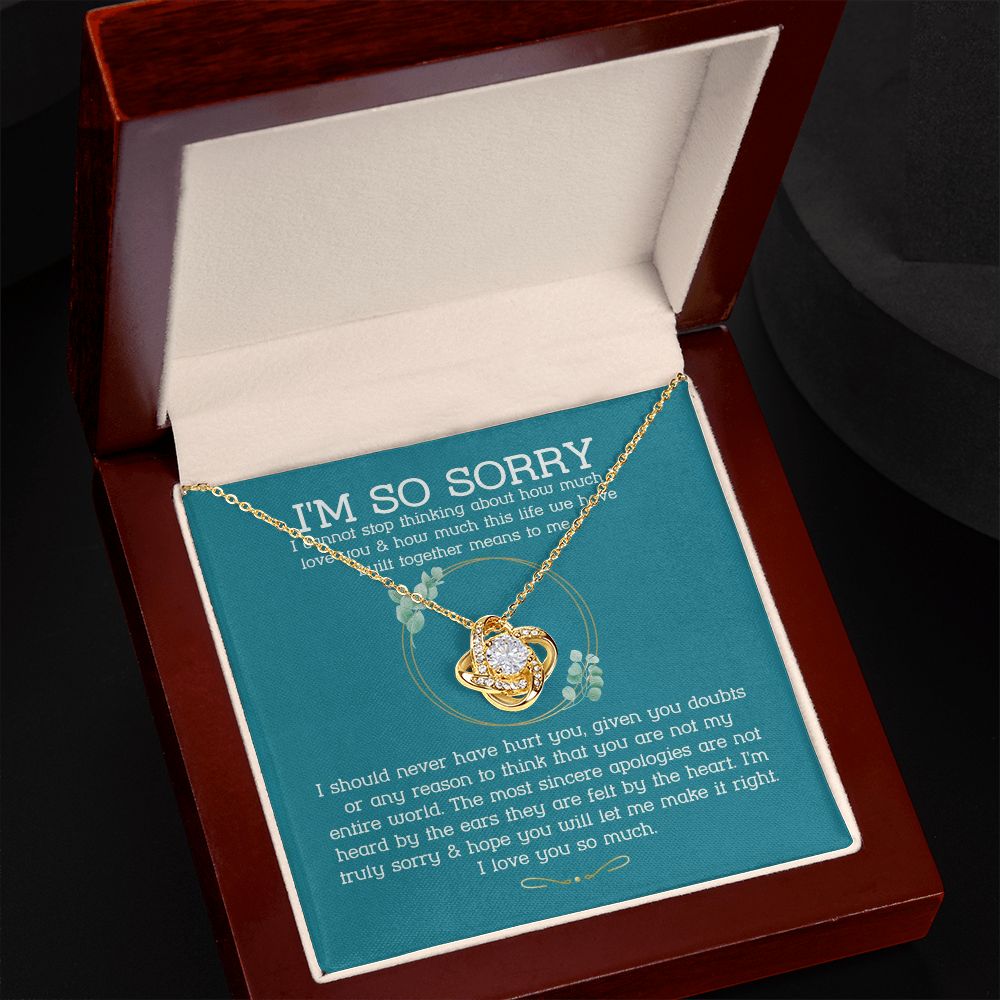 Apology Necklace For Her, Forgiveness Gift For Girlfriend, I'm Sorry Necklace Gift For Wife, 14k Love Knot, Unique Apology Gift For Her JWSN110625
