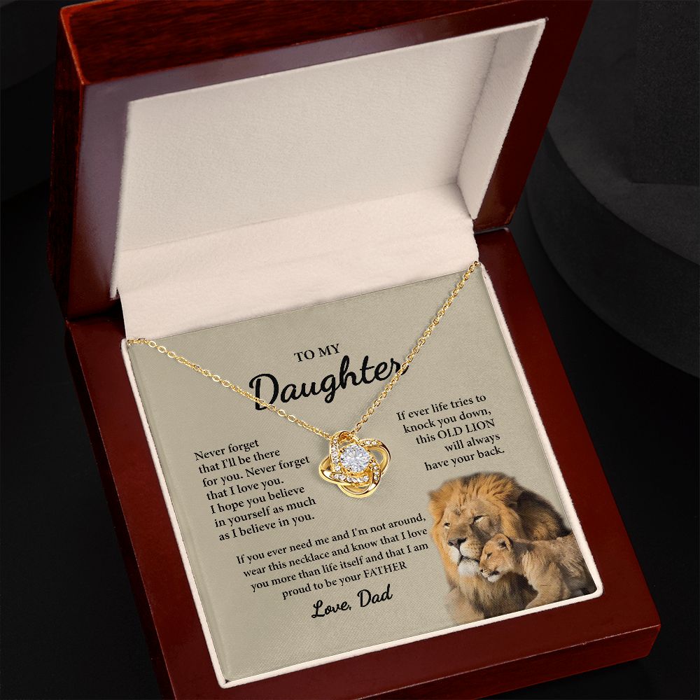 Daughter Gifts From Dad,To My Daughter Lion Dad And Daughter Necklace, Love Knot Necklace Birthday Gift for Daughter From Dad, Christmas Gift For Daughter Necklace, Father Daughter Necklace