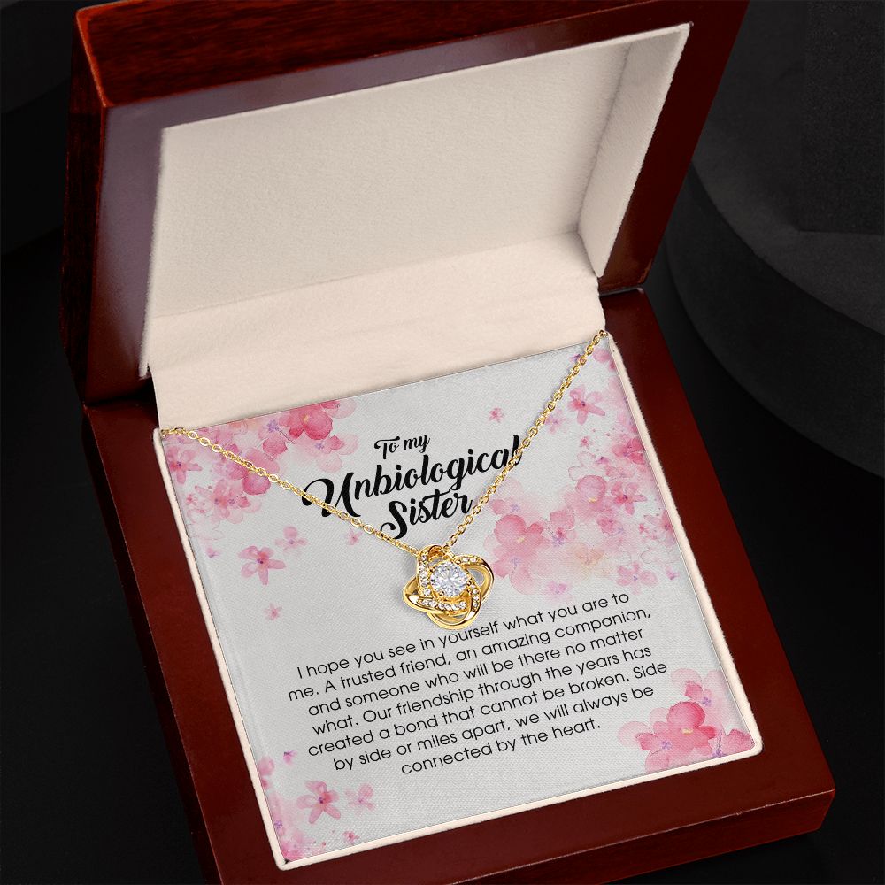 To My Unbiological Sister, Love Knot Necklace, B0BPN59ZGD