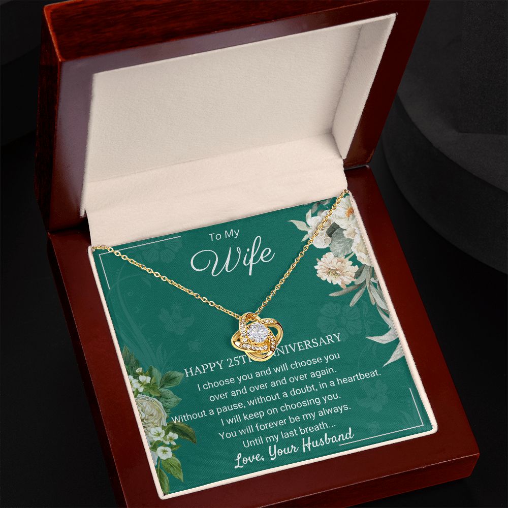 25th Anniversary - Timeless presents for parents,  25 Year Wedding Anniversary Necklace, Wedding Anniversary Jewelry SNJW23-010302