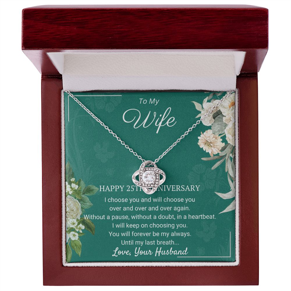 25th Anniversary - Timeless presents for parents,  25 Year Wedding Anniversary Necklace, Wedding Anniversary Jewelry SNJW23-010302