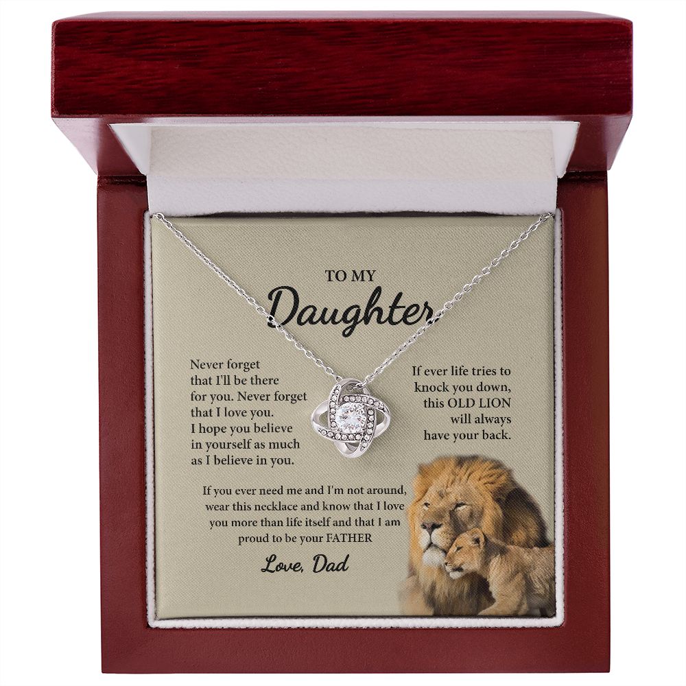 Daughter Gifts From Dad,To My Daughter Lion Dad And Daughter Necklace, Love Knot Necklace Birthday Gift for Daughter From Dad, Christmas Gift For Daughter Necklace, Father Daughter Necklace