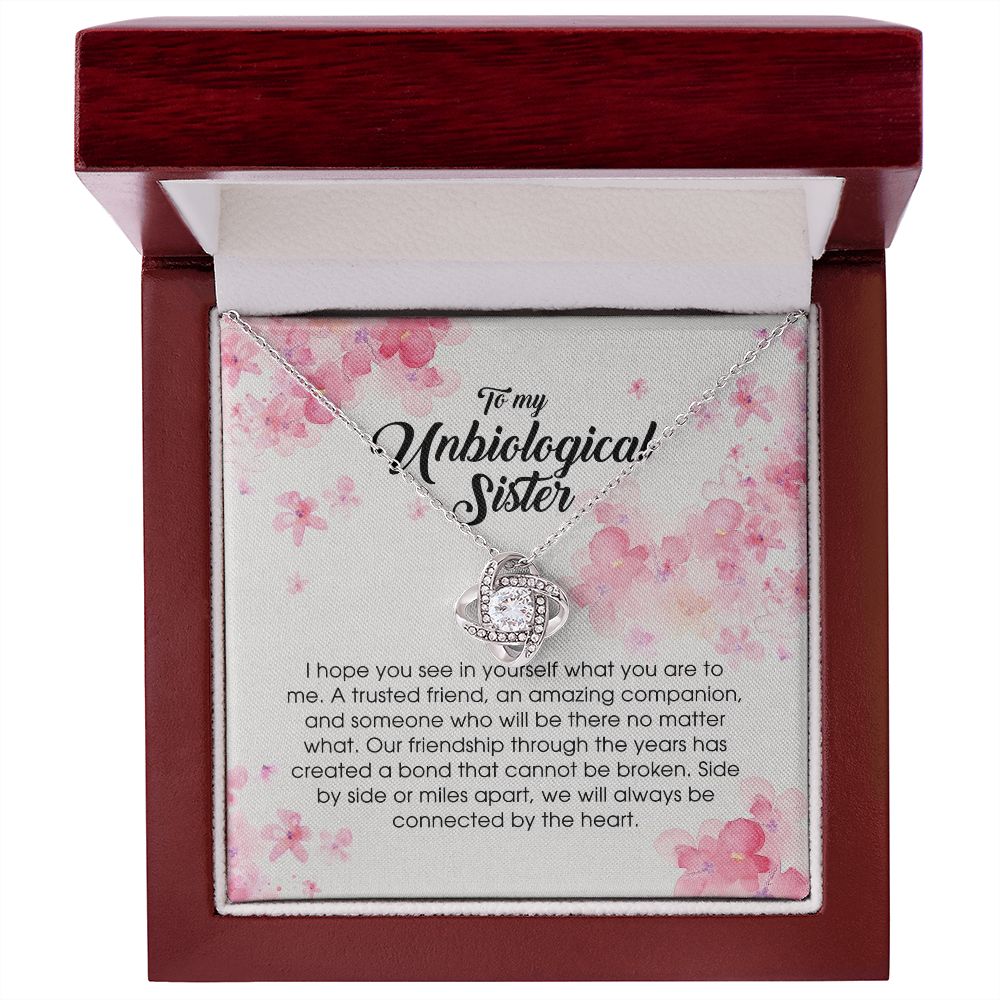 To My Unbiological Sister, Love Knot Necklace, B0BPN59ZGD