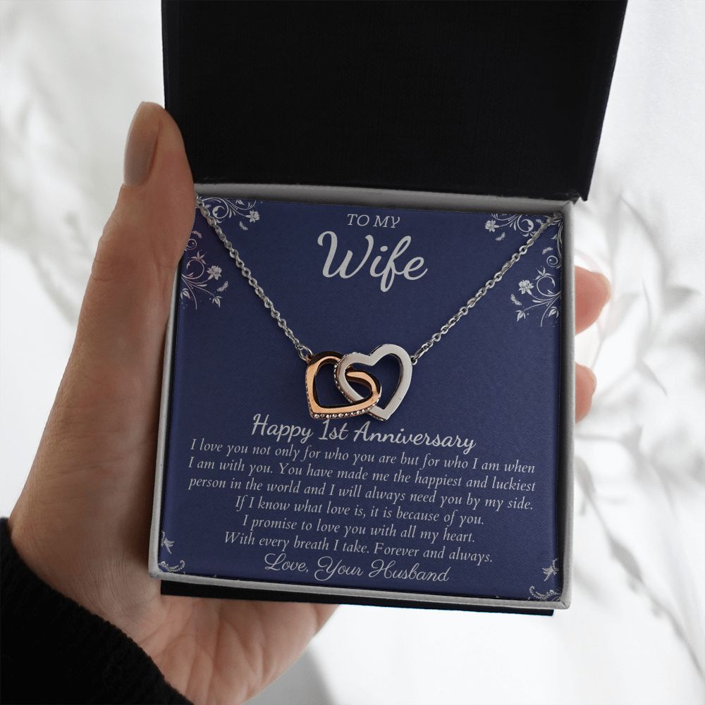 Happy 1st Anniversary - Create Lasting Memories with These Anniversary Gifts, Jewelry Card for Her, Best 1 Year Wedding Anniversary Gift Idea, Gift For Wife from Husband SNJW23-010312