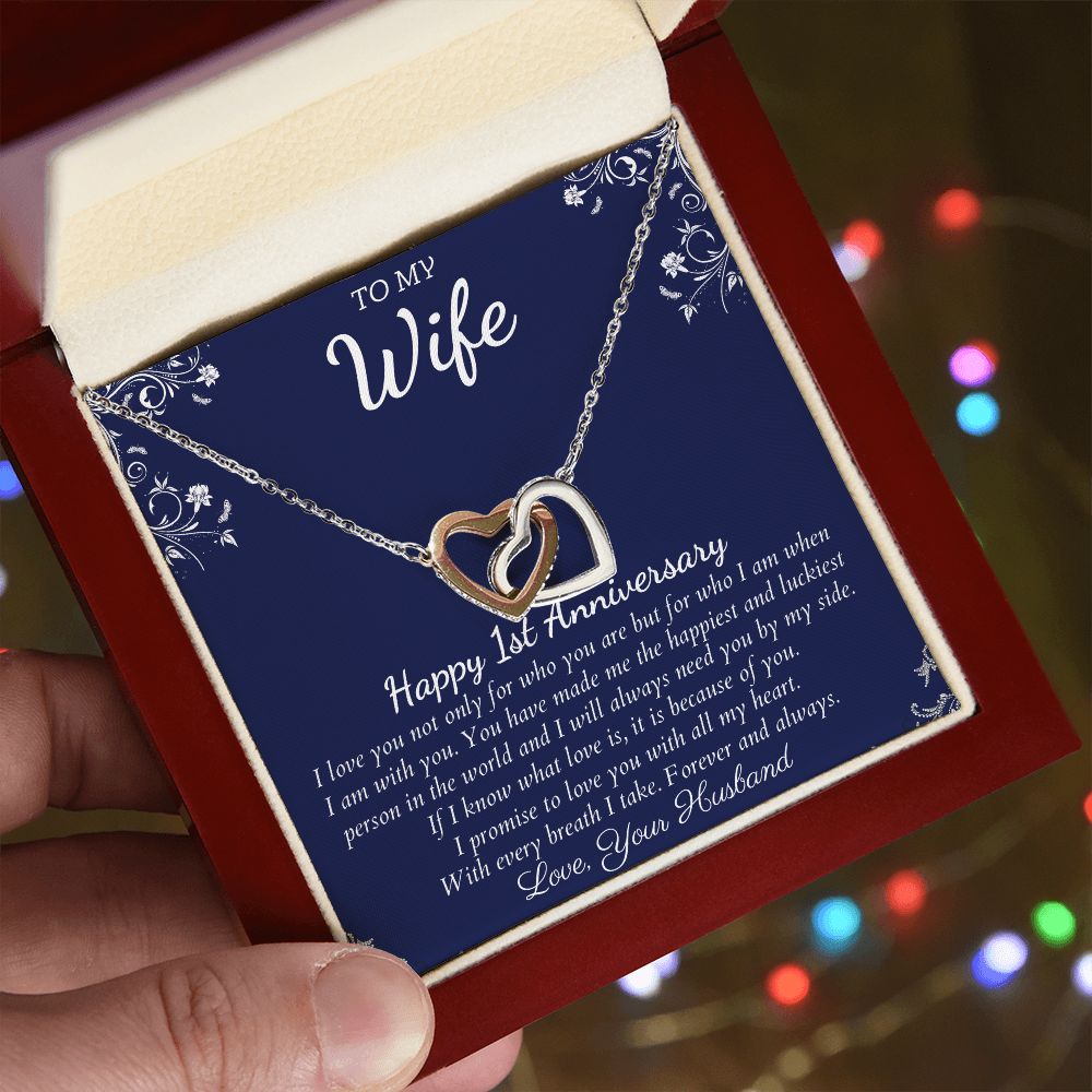 Happy 1st Anniversary - Create Lasting Memories with These Anniversary Gifts, Jewelry Card for Her, Best 1 Year Wedding Anniversary Gift Idea, Gift For Wife from Husband SNJW23-010312