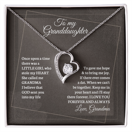 Once upon a time there was a LITTLE GIRL, To My Granddaughter Necklace, Birthday Gift For Granddaughter From Grandma, Forever Love Necklace - JWshinee