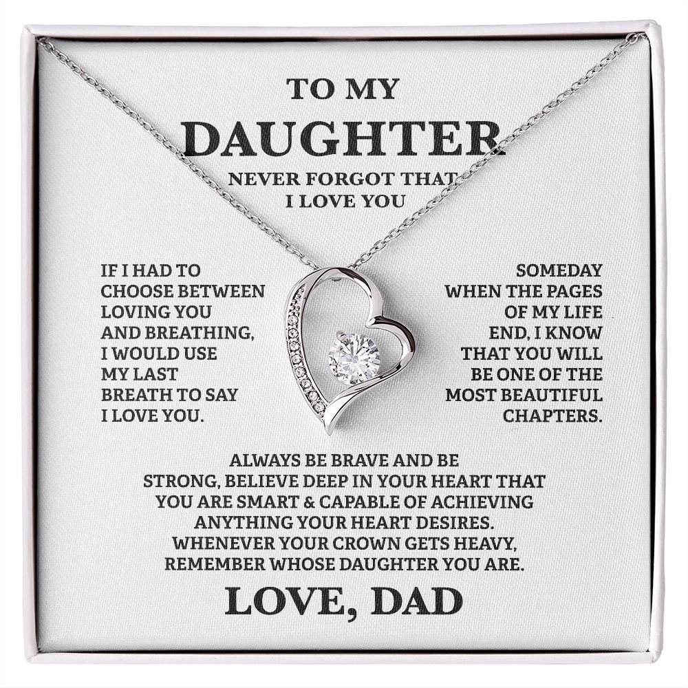 Gift For Daughter From Dad - To My Beautiful Daughter Cubic Zirconia Crystal Forever Love Necklace