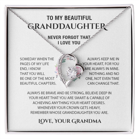 To My Beautiful Granddaughter Love Knot Necklace From Grandma - Nothing And No One, Not Even Time Can Change That