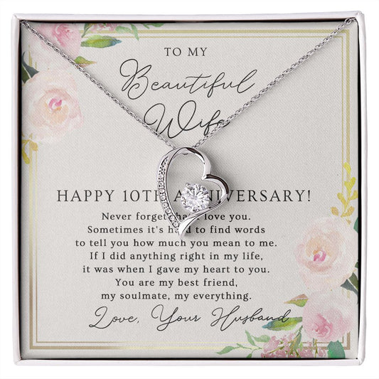 10th Anniversary Necklace Gift For Wife – 10 Years Wedding Jewelry Gift For Her B0B72759SS B0B727NR3J