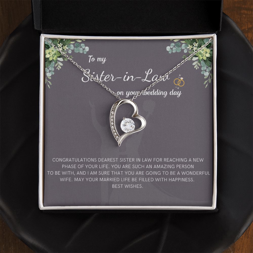 Gifts for Sister-In-Law - Elegant Pendant Necklace with a Sentimental Message, Sister in Law Gift from Bride, Gift for Sister in Law, Wedding Gift SNJW23-240202