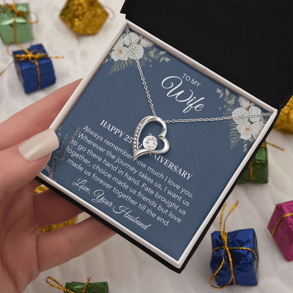 25th Anniversary for Wife - Milestone gifts for her, 25 Year Wedding Anniversary Necklace, Wedding Anniversary Jewelry SNJW23-010301