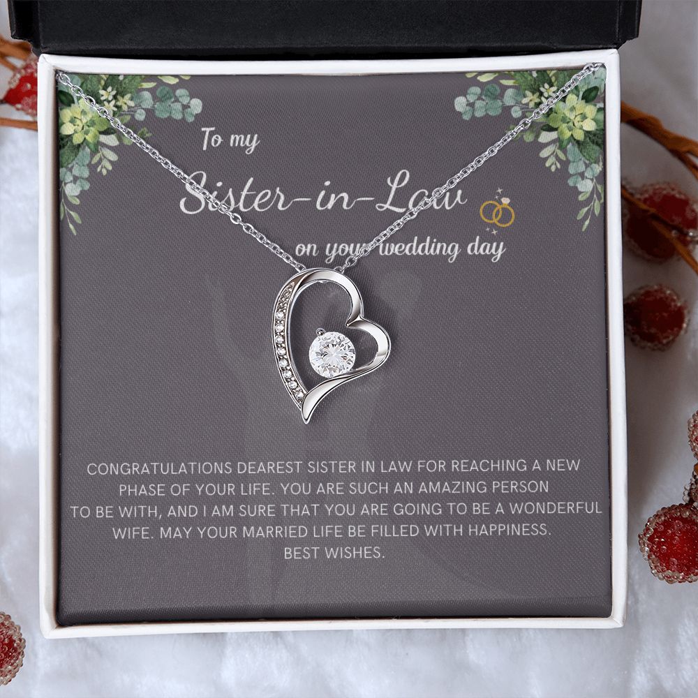 Gifts for Sister-In-Law - Elegant Pendant Necklace with a Sentimental Message, Sister in Law Gift from Bride, Gift for Sister in Law, Wedding Gift SNJW23-240202