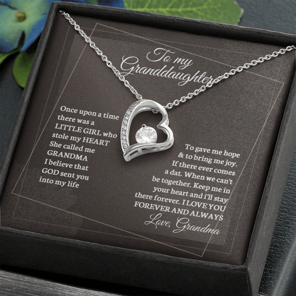 Once upon a time there was a LITTLE GIRL, To My Granddaughter Necklace, Birthday Gift For Granddaughter From Grandma, Forever Love Necklace - JWshinee