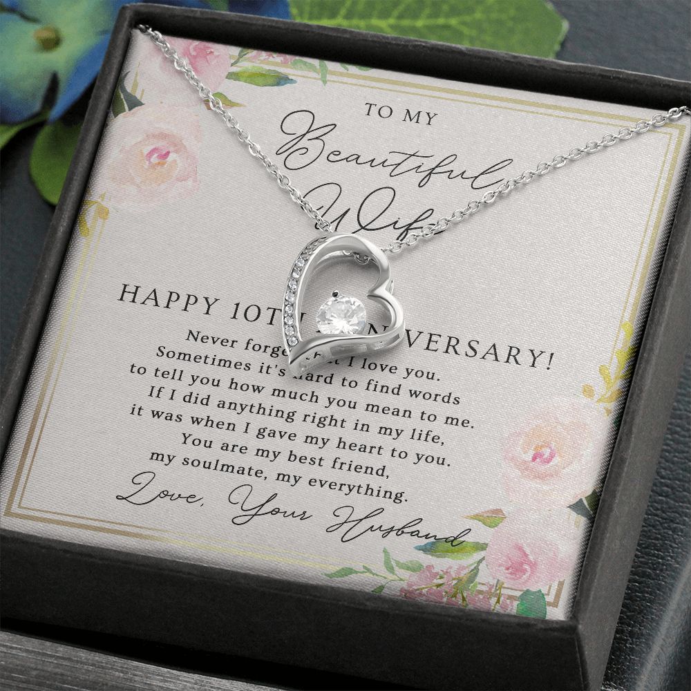 10th Anniversary Necklace Gift For Wife – 10 Years Wedding Jewelry Gift For Her B0B72759SS B0B727NR3J
