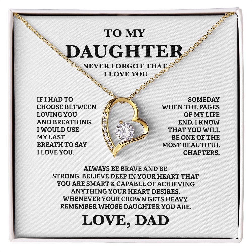 Gift For Daughter From Dad - To My Beautiful Daughter Cubic Zirconia Crystal Forever Love Necklace