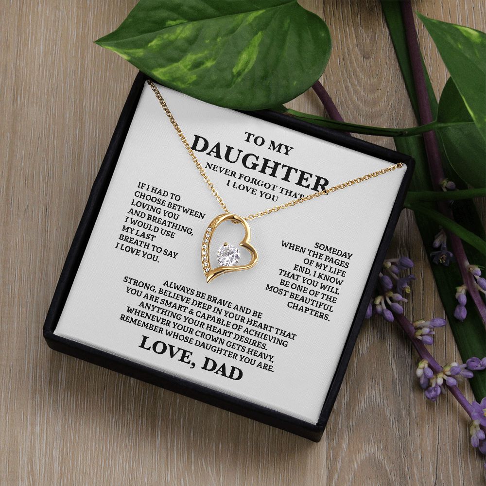 Gift For Daughter From Dad - To My Beautiful Daughter Cubic Zirconia Crystal Forever Love Necklace