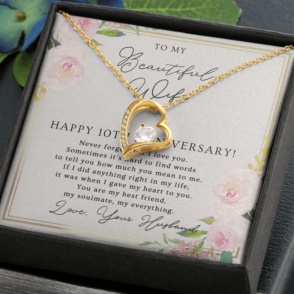10th Anniversary Necklace Gift For Wife – 10 Years Wedding Jewelry Gift For Her B0B72759SS B0B727NR3J