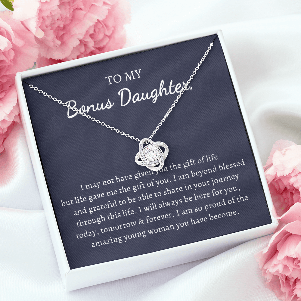 Gift for Bonus Daughter Love Knot Necklace