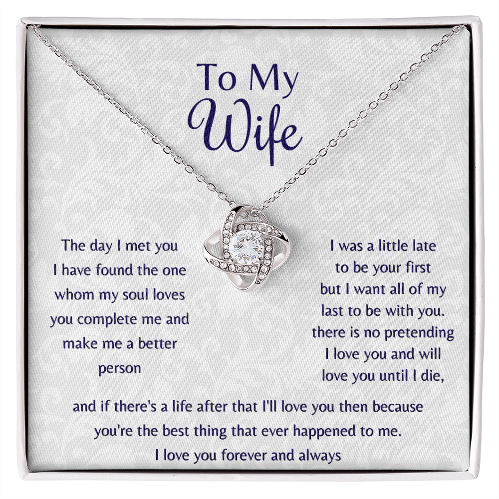 To My Wife The Day I Met You Love Knot Necklace, Anniversary Gift For Wife, Wife Birthday Gift Jewelry - JWshinee