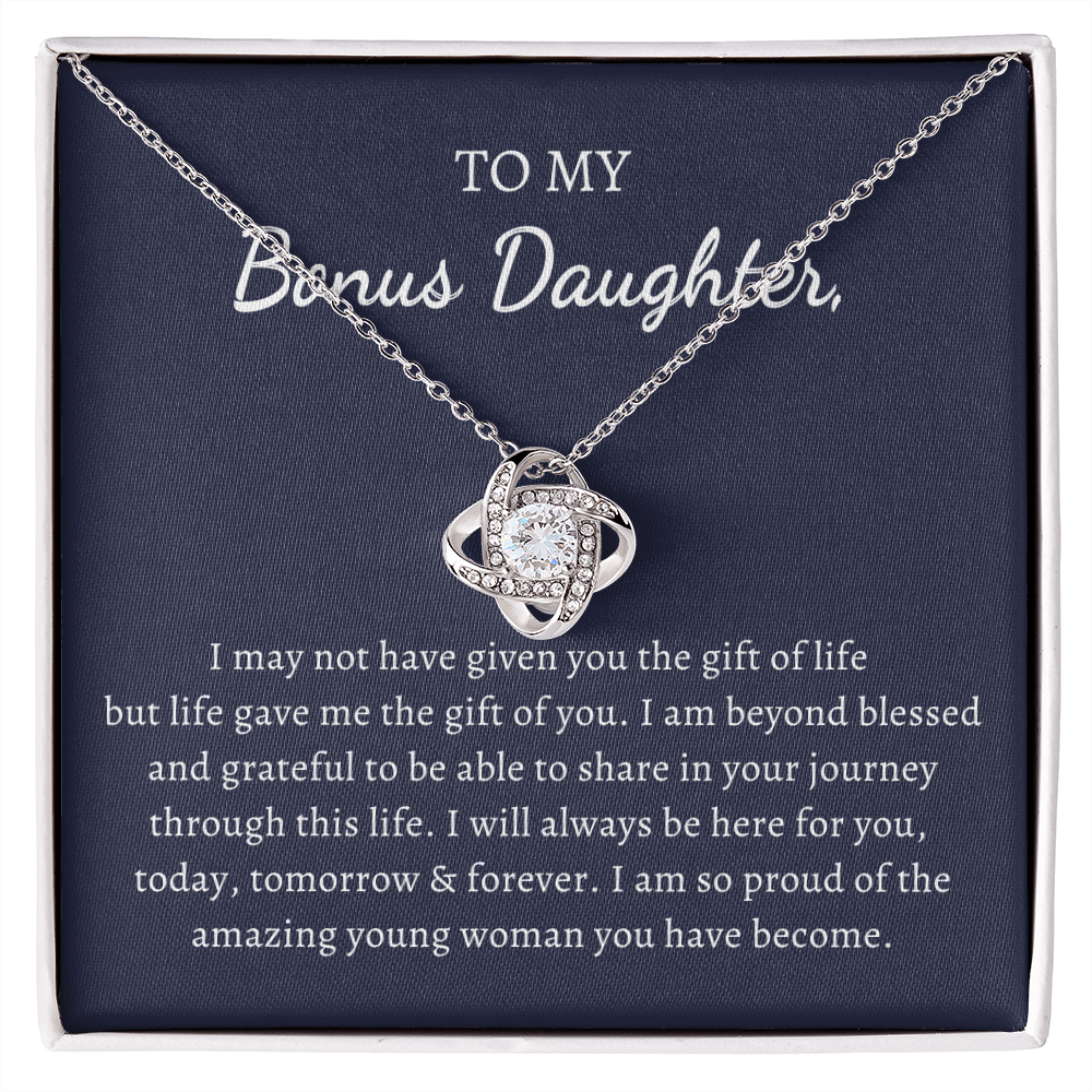 Gift for Bonus Daughter Love Knot Necklace