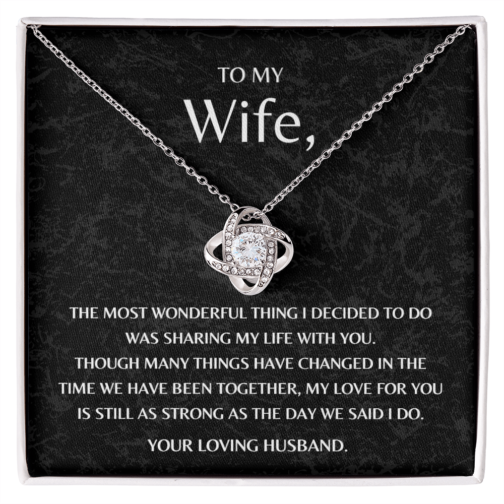 Gift for Wife from Husband Necklace 14K White Gold Love Knot Happy Anniversary Birthday Christmas Gift - JWshinee