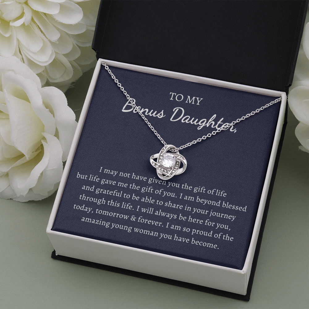 Gift for Bonus Daughter Love Knot Necklace
