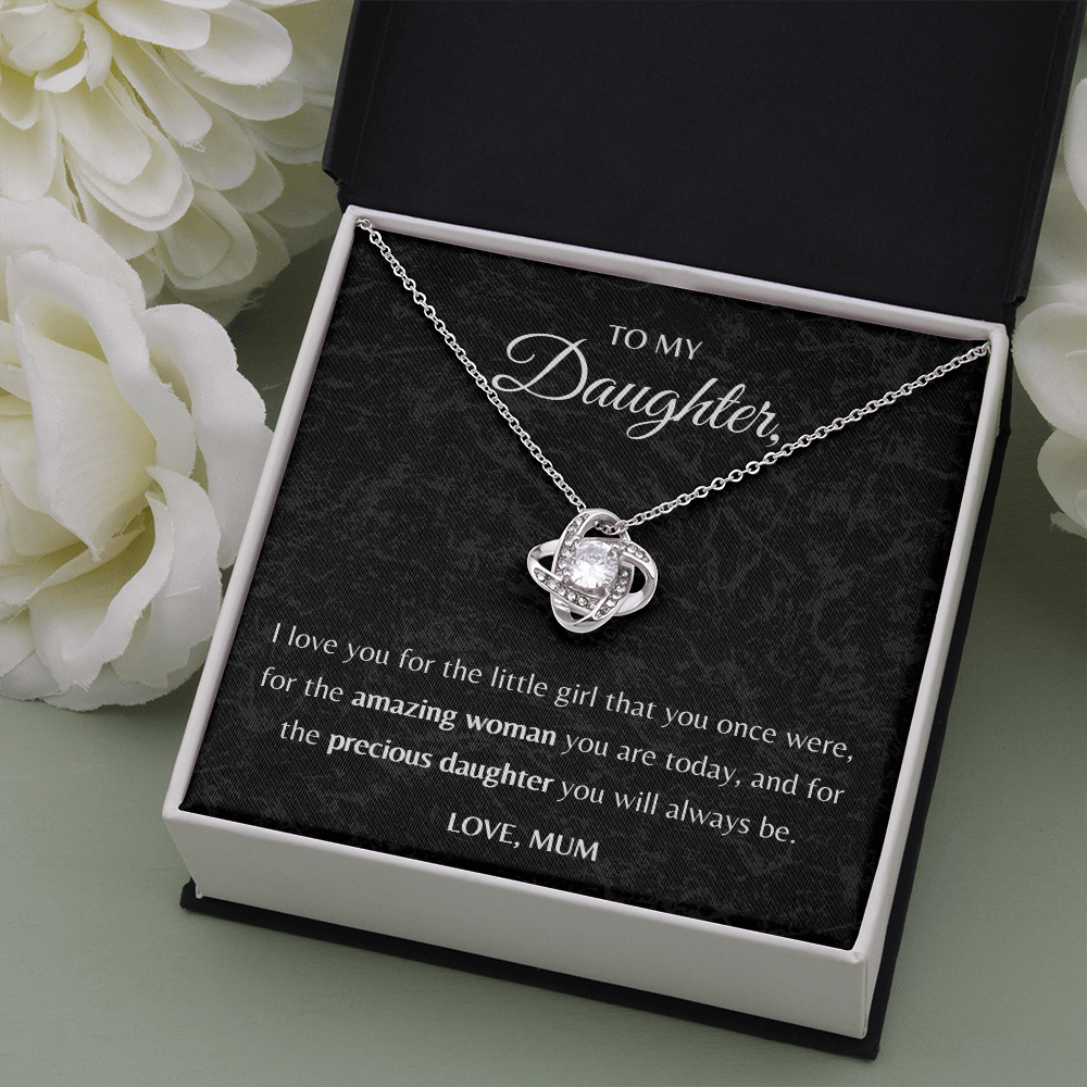 To my Daughter Love Knot Necklace, Daughter Gift from Mom - JWshinee