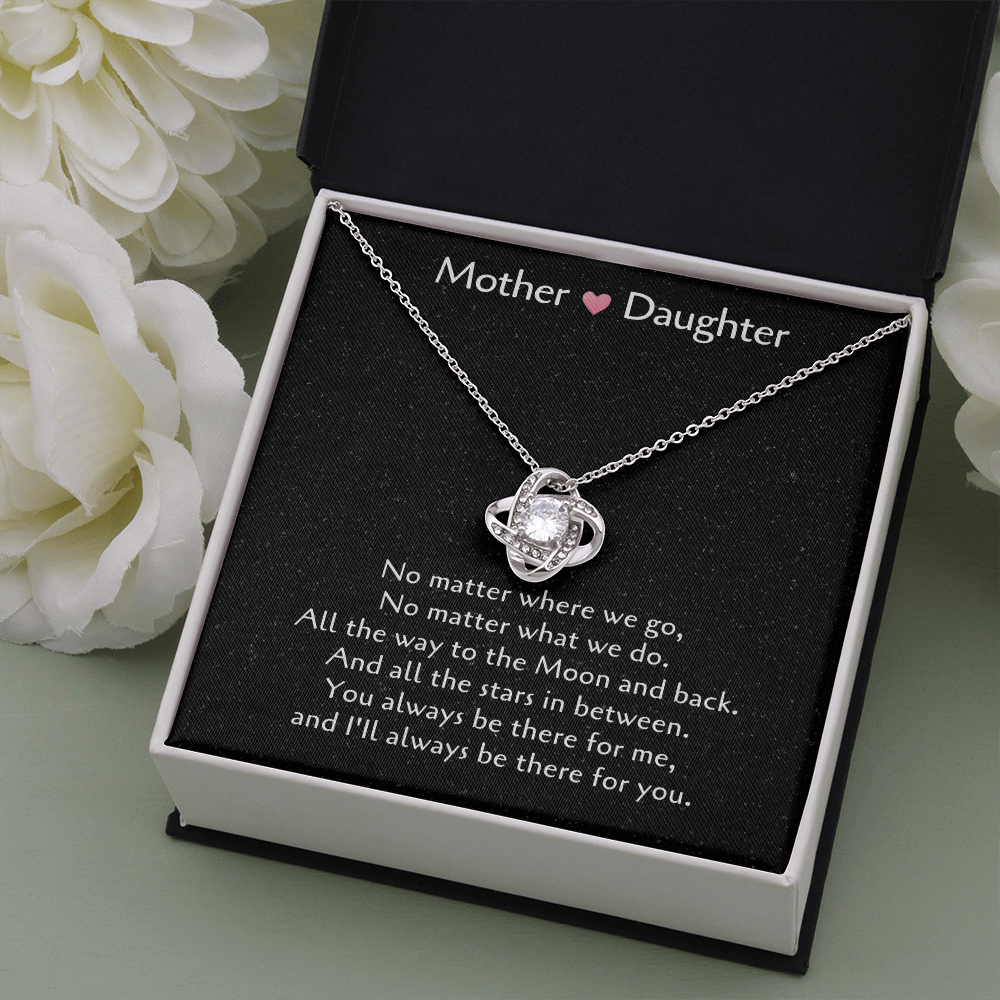 Mother & Daughter Love Knot Necklace, Gift For Daughter From Mom, Daughter Mother Necklace - JWshinee