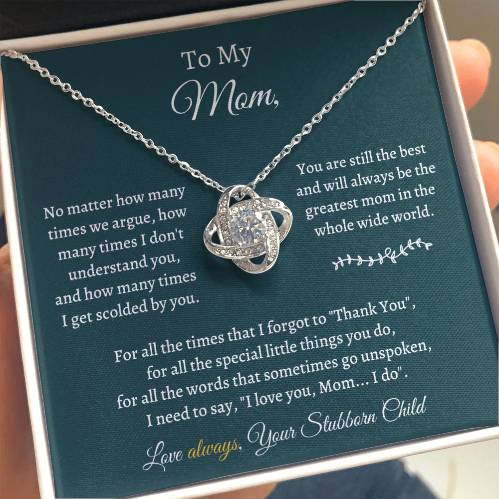 Love Knot Necklace Mother's Day Gift for Mom - I need to say, I love you Mom... I do - JWshinee