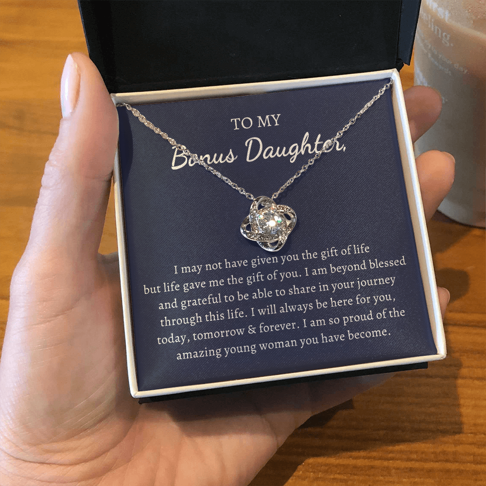 Gift for Bonus Daughter Love Knot Necklace