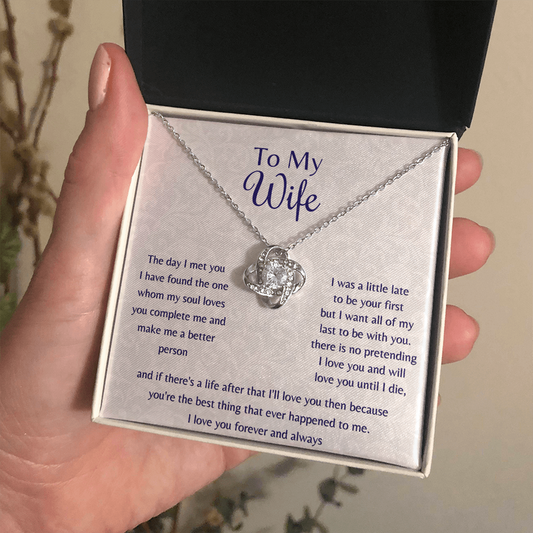 To My Wife The Day I Met You Love Knot Necklace, Anniversary Gift For Wife, Wife Birthday Gift Jewelry - JWshinee